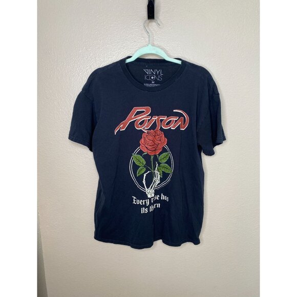Vinyl Icons Poison Band Tee Medium Black Cotton Graphic Shirt Short Sleeve - Picture 2 of 5